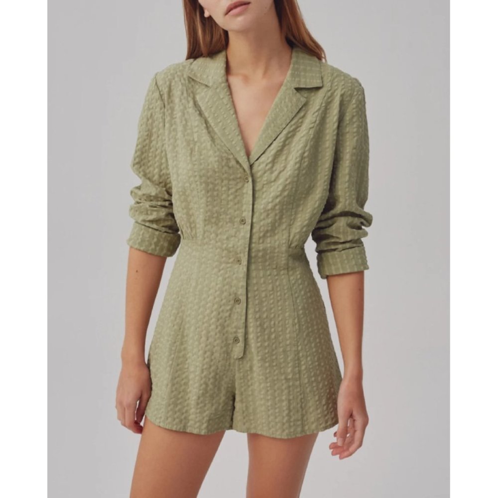 THE FIFTH LABEL Linen Blend Context Playsuit sz L